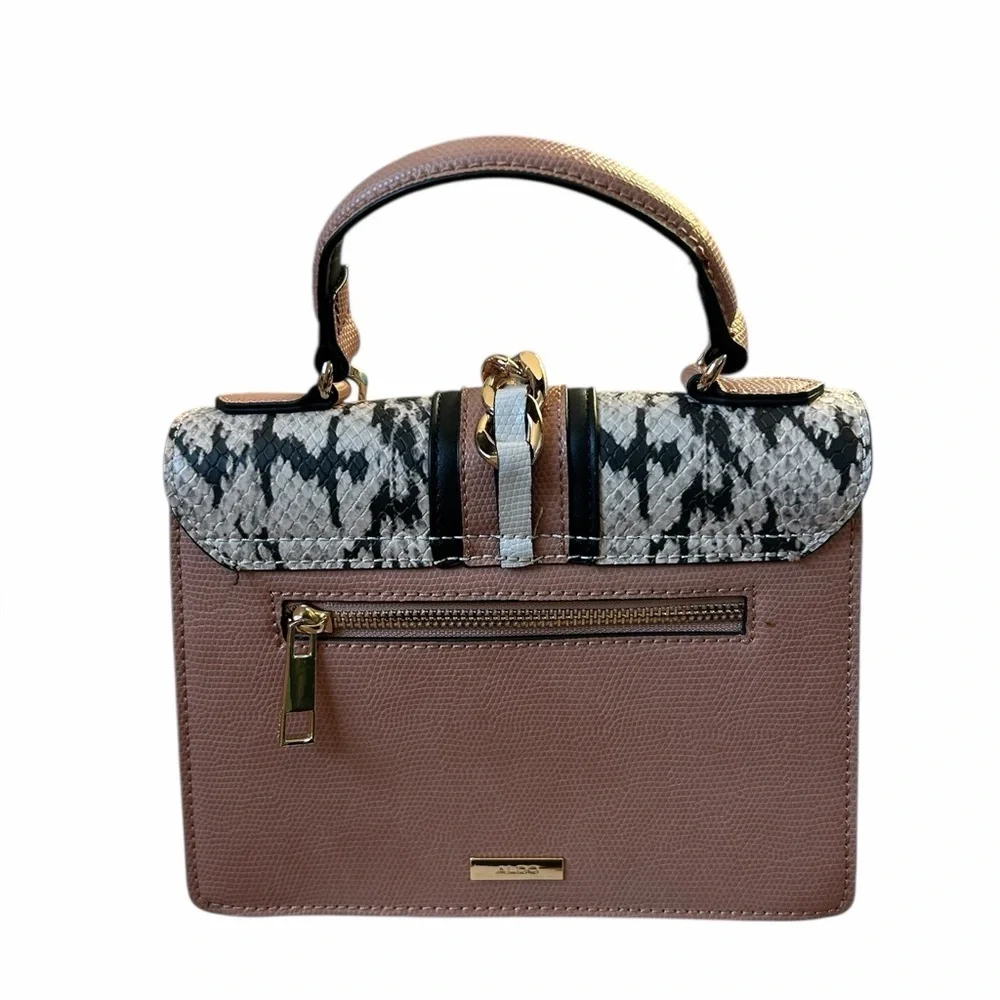 Aldo Martis Snakeskin Neutral Top Handle Handbag Purse NO CROSSBODY STRAP - Picture 5 of 10